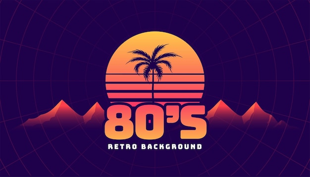 80s inspired retro landscape background for summer night