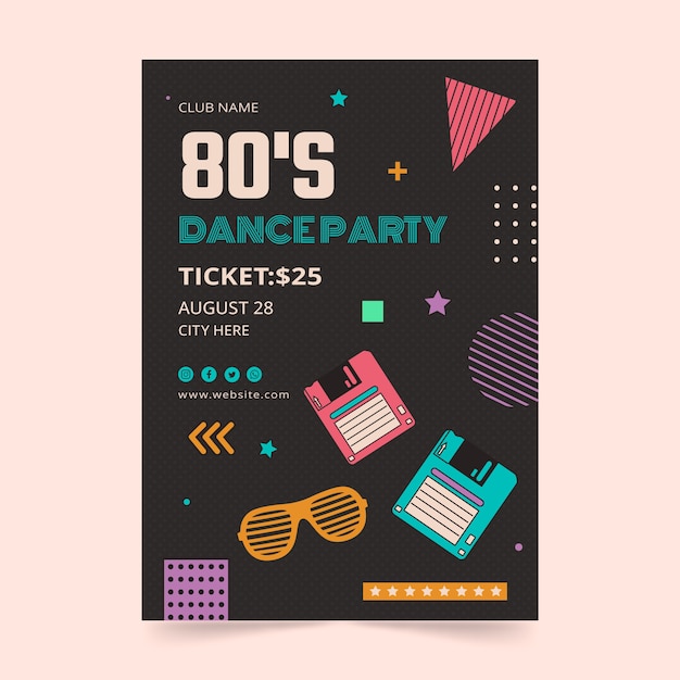 80s party flat poster