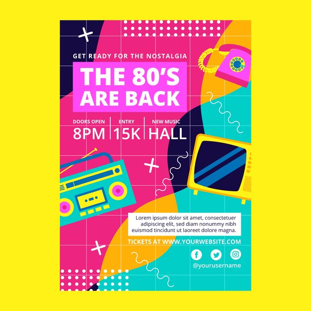 80s party flat poster