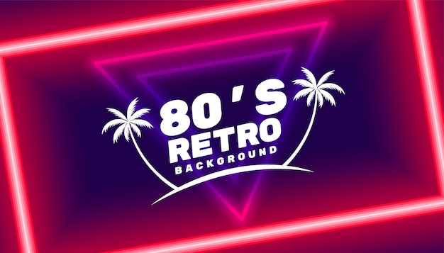 80s retro paradise background with neon led shapes