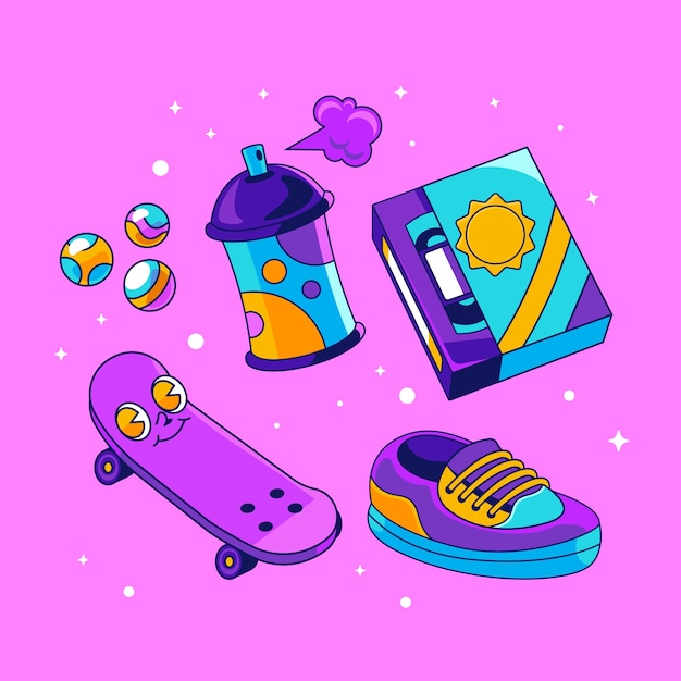 Free Vector 90s element set illustration