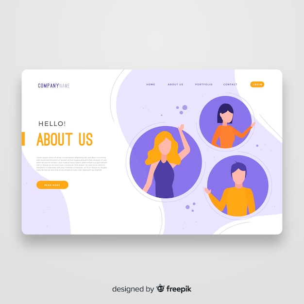 Free vector about us landing page template