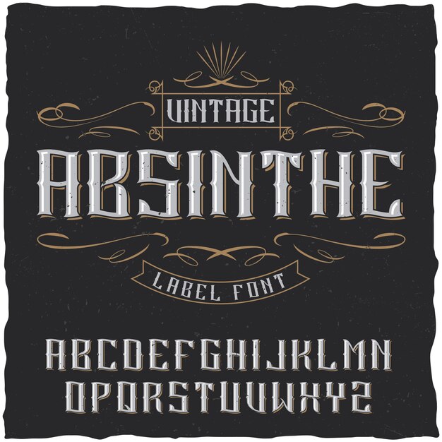 Absinthe label font and sample label design