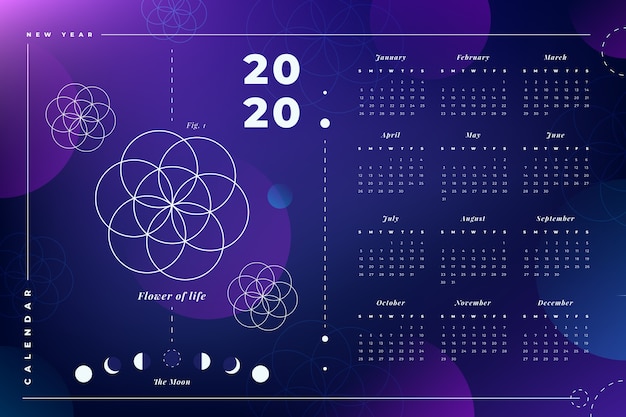 Free Vector abstract 2020 calendar template