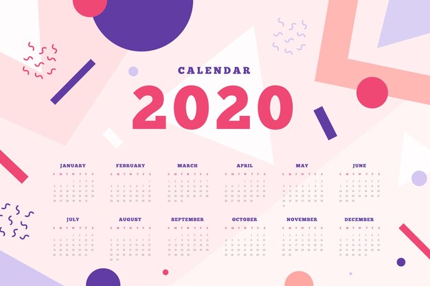 Abstract 2020 calendar template