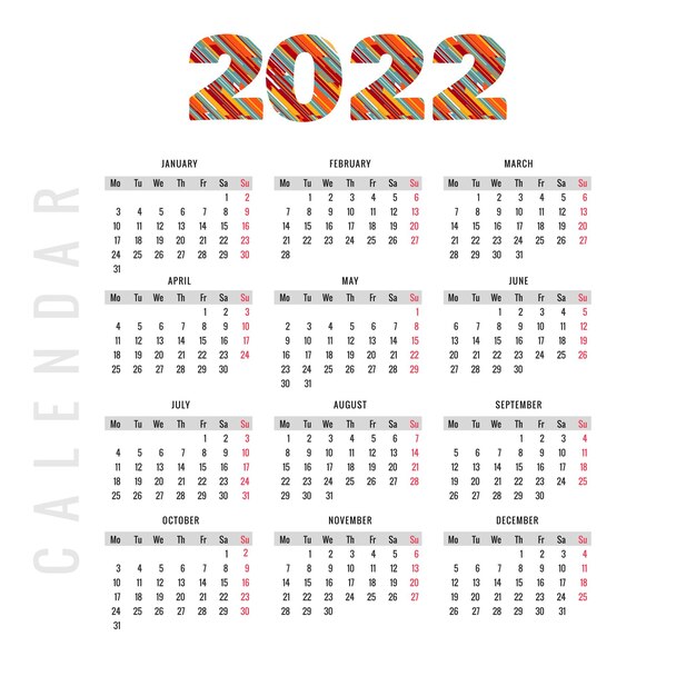 Abstract 2022 new year calendar template design