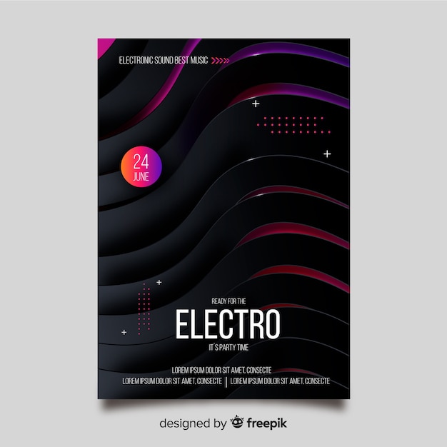 Free Vector abstract 3d effect electronic music poster template