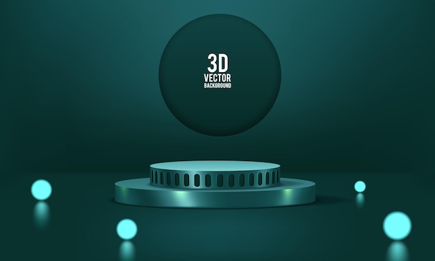 Abstract 3D green cylinder pedestal