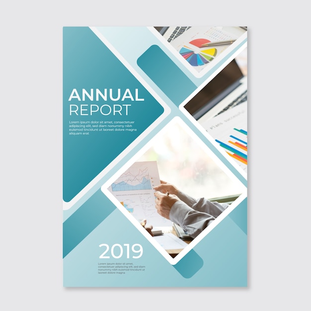 Abstract annual report template with image