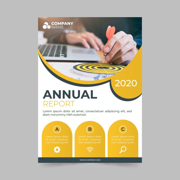 Abstract annual report template with photo concept