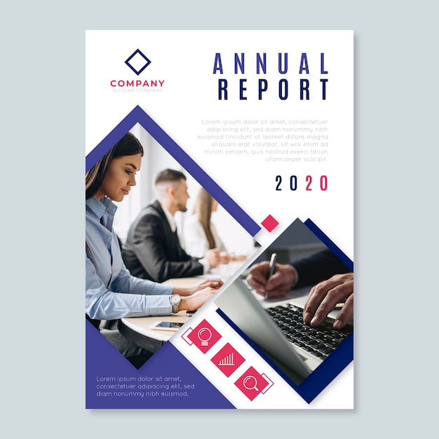 Abstract annual report template with photo