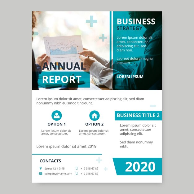 Abstract annual report template with photo