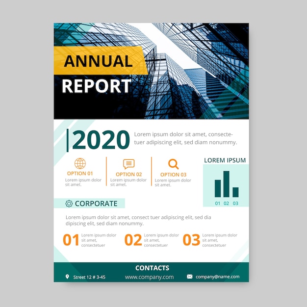 Abstract annual report template with photo