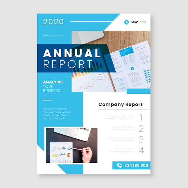 Abstract annual report template with photo