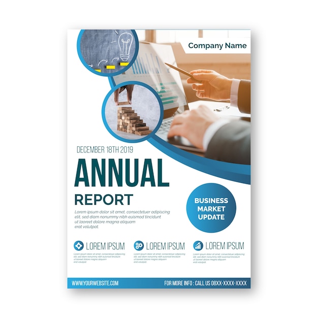 Abstract annual report template with photo