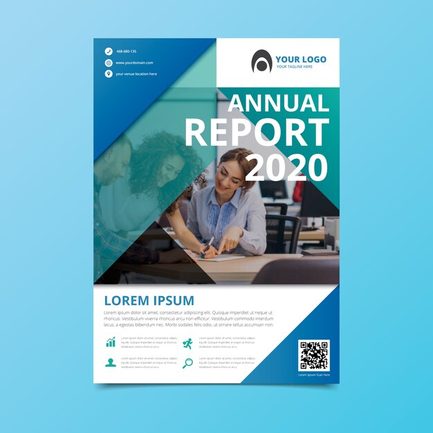 Abstract annual report template with photo