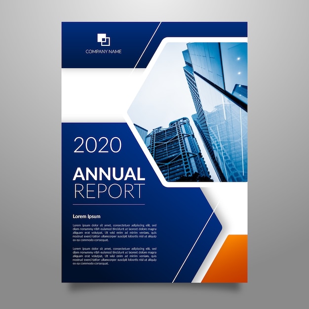 Abstract annual report template with photo