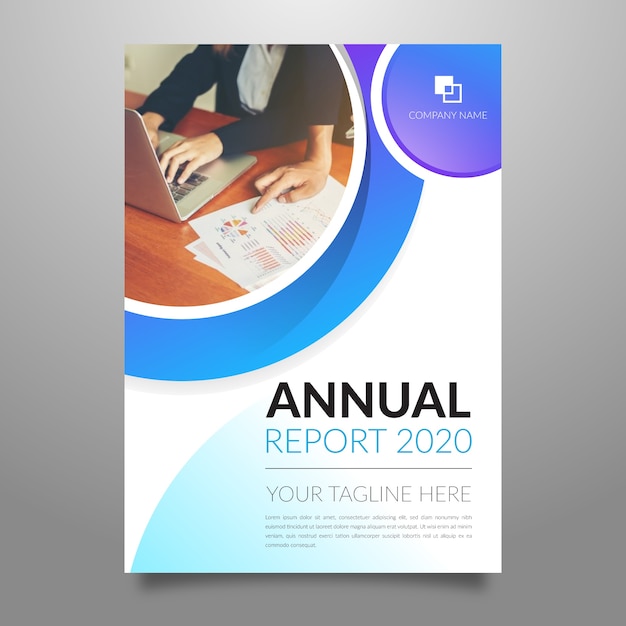 Abstract annual report template with photo