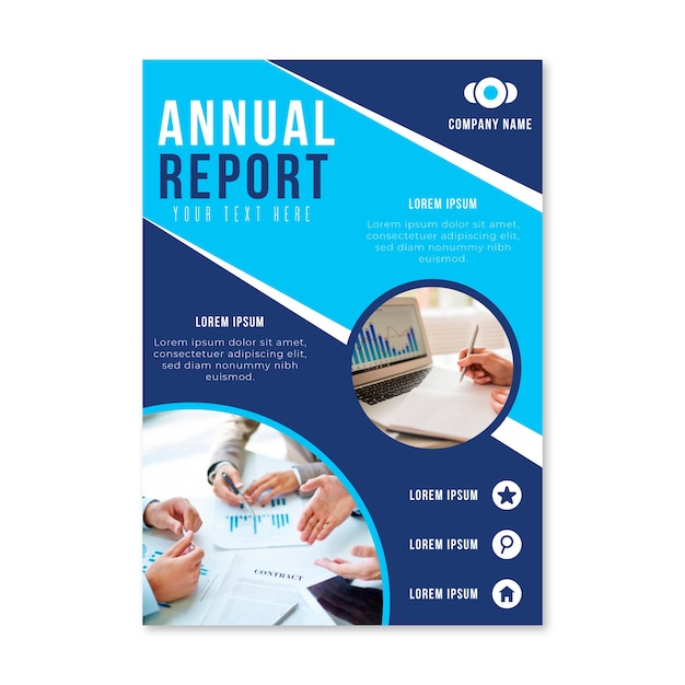 Abstract annual report template with photo