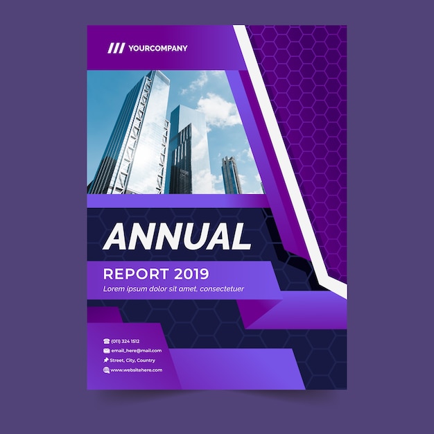 Free Vector abstract annual report template with photo