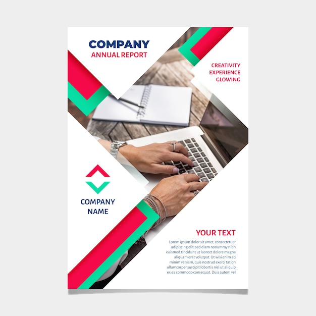 Abstract annual report template with photo