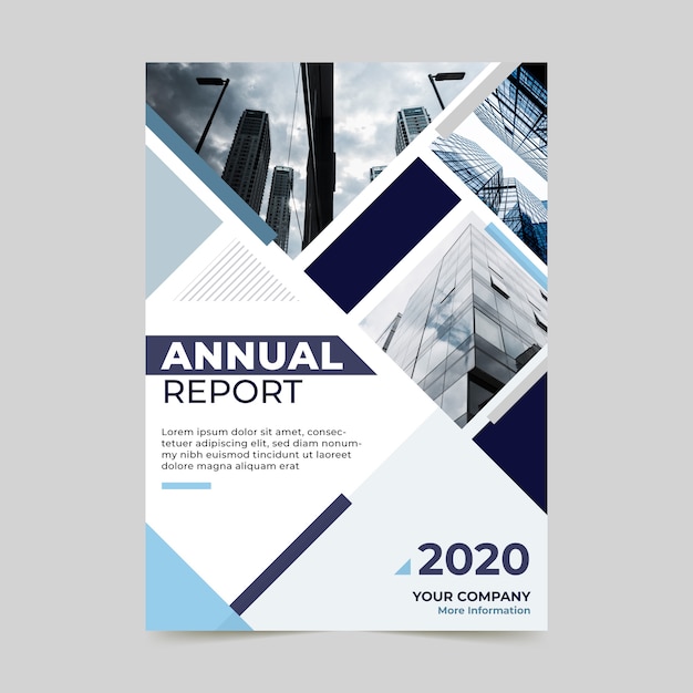 Abstract annual report template with photo