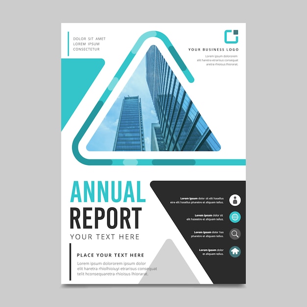 Abstract annual report template with photo