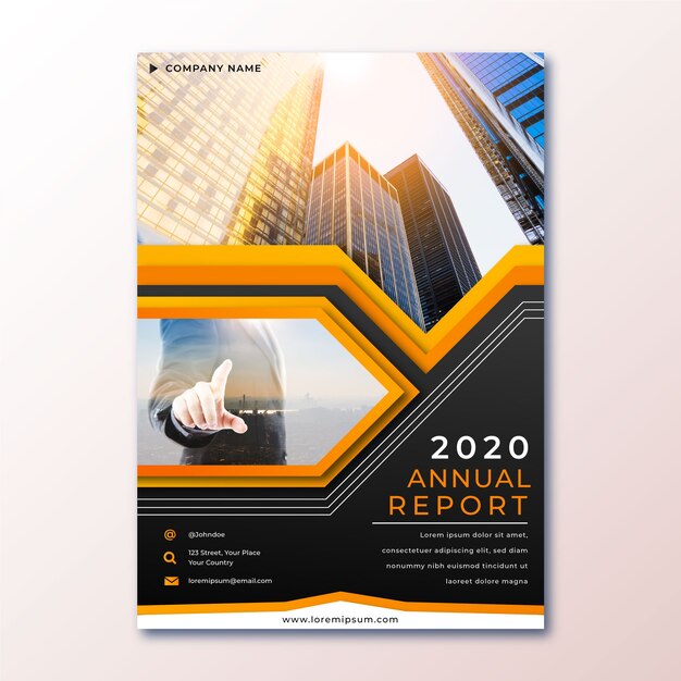 Abstract annual report with photo template