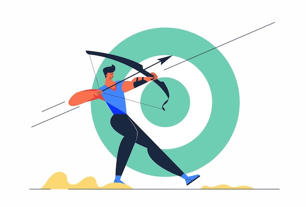 Abstract Athlete archery man with Arrow and target in games