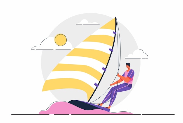 Free Vector abstract athlete sailing man of sports competition in the sea, cartoon character illustration