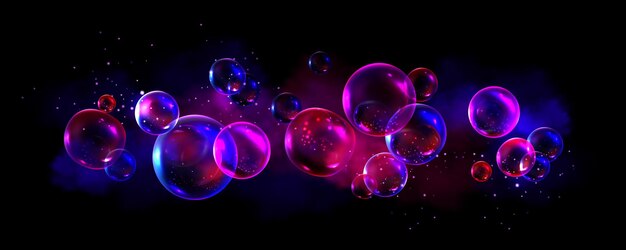 Abstract background neon soap bubbles or balls