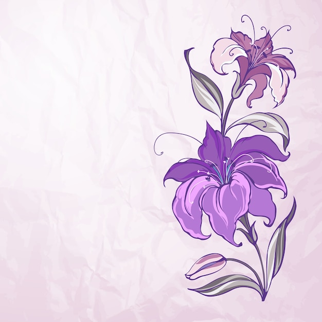 Free Vector abstract background with blooming lilies