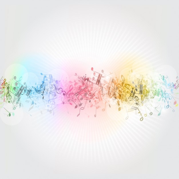 Free Vector abstract background with colourful music notes