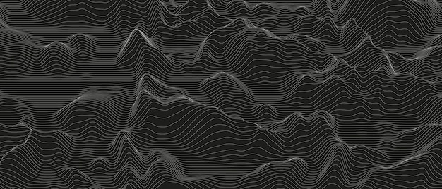 Abstract background with distorted line shapes on a black background