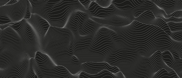 Abstract background with distorted line shapes on a black background.