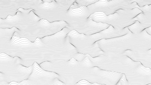 Abstract background with distorted line shapes on a white background Monochrome sound line waves