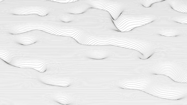 Abstract background with distorted line shapes on a white background Monochrome sound line waves