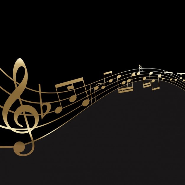 Abstract background with golden music notes