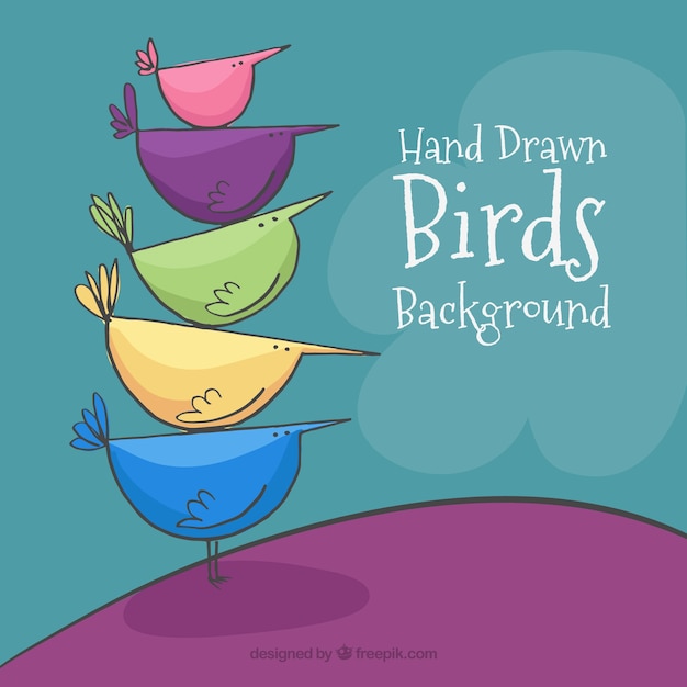 Free vector abstract background with hand drawn nice birds