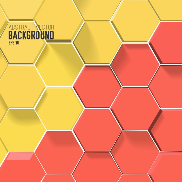 Abstract background with hexagons of red and yellow colors