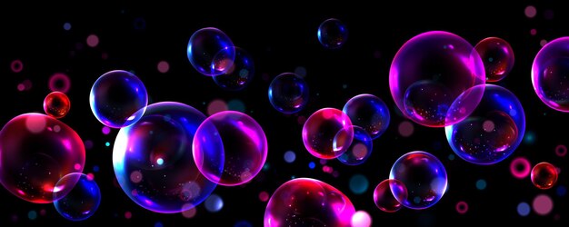 Abstract background with transparent soap bubbles