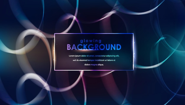 Abstract background with waves and glow. Vector illustration on a dark background.