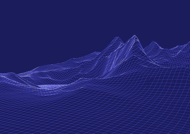 Free vector abstract background with a wireframe landscape