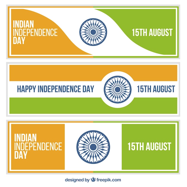 Free Vector abstract banners of india independence day 