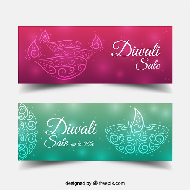 Abstract banners of sales diwali