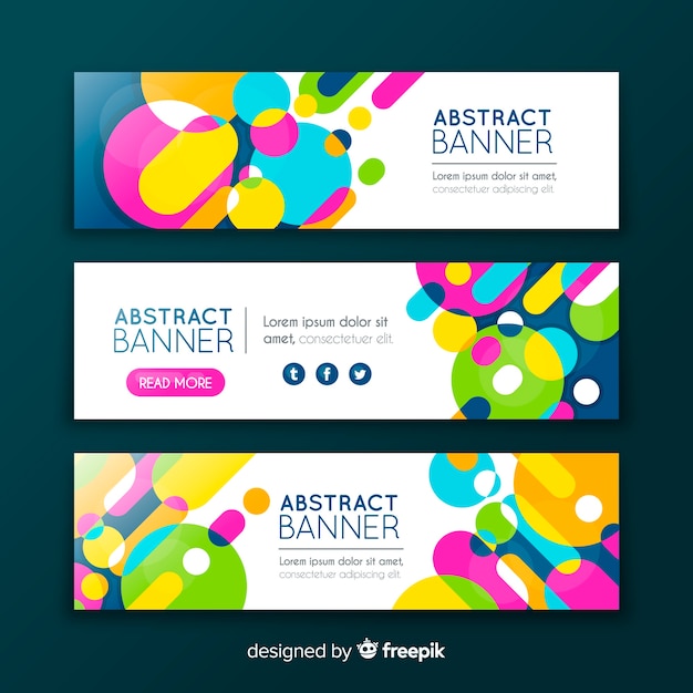 Abstract banners with colorful geometric shapes