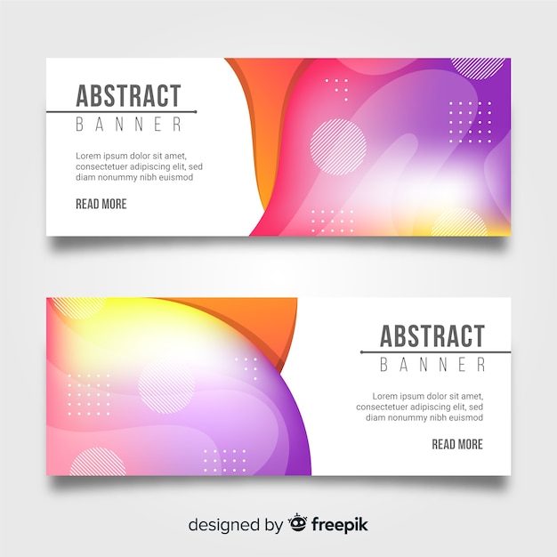 Abstract banners with colorful wavy shapes