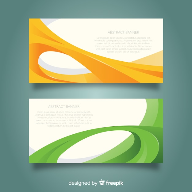 Abstract banners with colorful wavy shapes