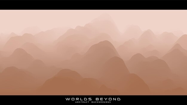 Free Vector abstract beige landscape with misty fog till horizon over mountain slopes. gradient eroded terrain surface. worlds beyond.