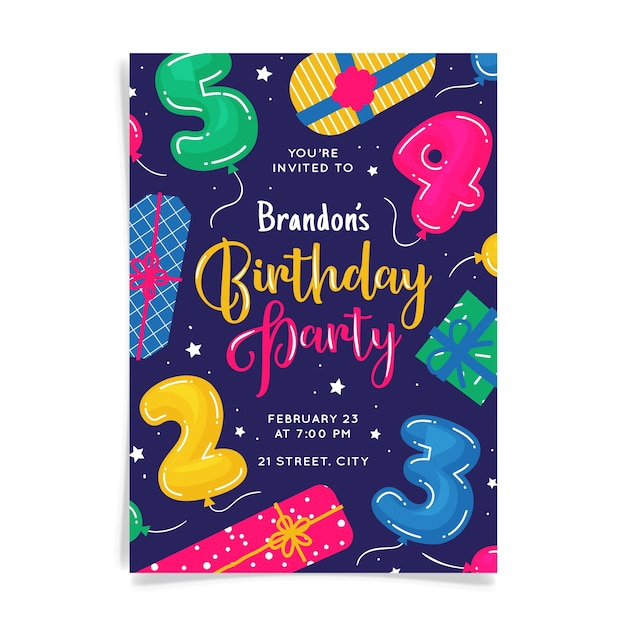 Free vector abstract birthday card invitation